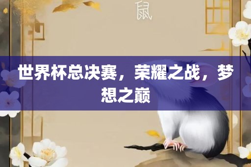 世界杯总决赛，荣耀之战，梦想之巅