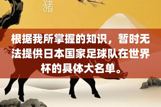 根据我所掌握的知识，暂时无法提供日本国家足球队在世界杯的具体大名单。