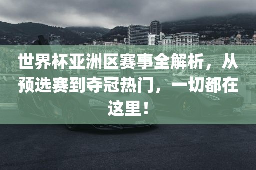 世界杯亚洲区赛事全解析，从预选赛到夺冠热门，一切都在这里！