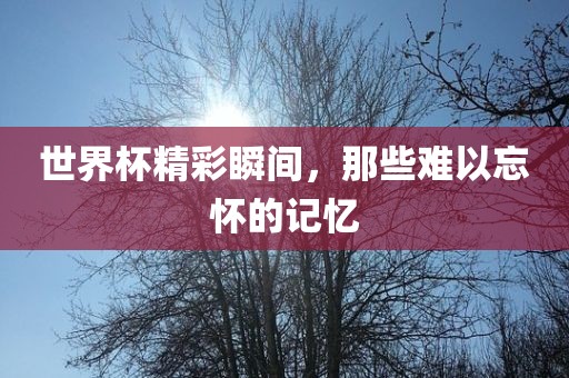 世界杯精彩瞬间，那些难以忘怀的记忆