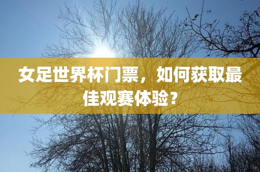 女足世界杯门票，如何获取最佳观赛体验？