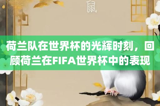 荷兰队在世界杯的光辉时刻，回顾荷兰在FIFA世界杯中的表现