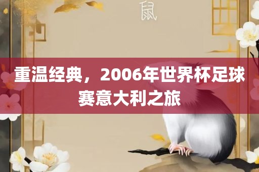 重温经典，2006年世界杯足球赛意大利之旅