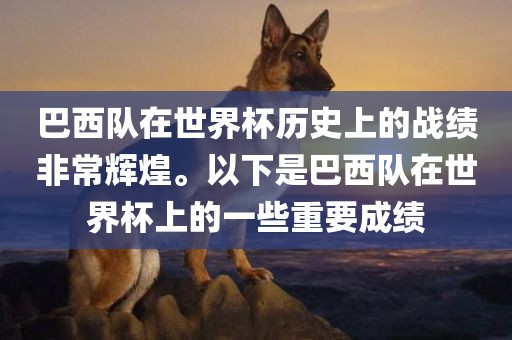 巴西队在世界杯历史上的战绩非常辉煌。以下是巴西队在世界杯上的一些重要成绩