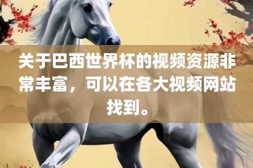 关于巴西世界杯的视频资源非常丰富，可吉安市靖泰电力工程有限公司以在各大视频网站找到。