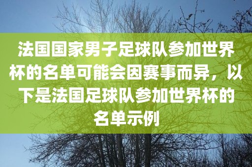 法国国家男子足球队参加世界杯的名单可能会因赛事而异，以下是法国足球队参加世界杯的名单示例