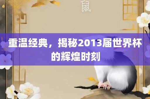 重温经典，揭秘2013届世界杯的辉煌时刻