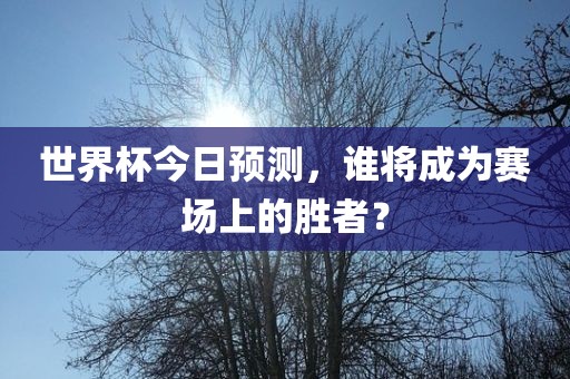 世界杯今日预测，谁将成为赛场上的胜者？吉安市靖泰电力工程有限公司