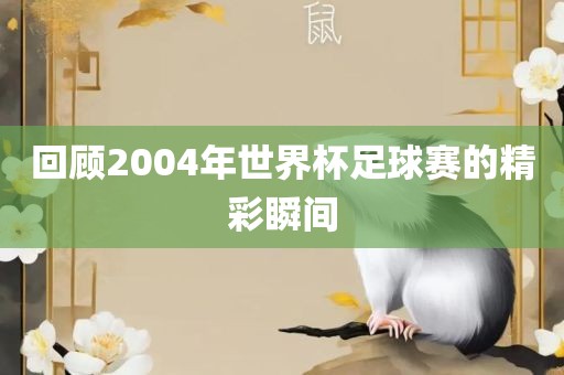 回顾2004年世界杯足球赛的精彩瞬间吉安市靖泰电力工程有限公司