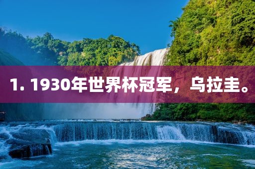 1. 1930年世界杯冠军，乌拉圭。