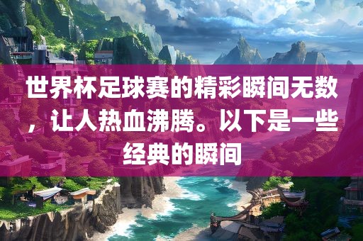 世界杯足球赛的精彩瞬间无数，让人热血沸腾。以下是一些经典的瞬间吉安市靖泰电力工程有限公司