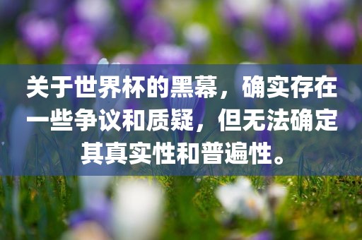 关于世界杯的黑幕，确实存在一些争议和质疑，但无法确定其真实性和普遍性。吉安市靖泰电力工程有限公司