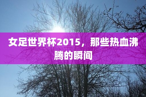 女足世界杯2015，那些热血沸腾的瞬间吉安市靖泰电力工程有限公司
