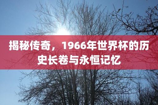 揭秘传吉安市靖泰电力工程有限公司奇，1966年世界杯的历史长卷与永恒记忆