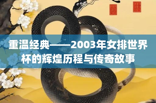 重温经典——2003年女排世界杯的辉煌历程与传奇故事吉安市靖泰电力工程有限公司
