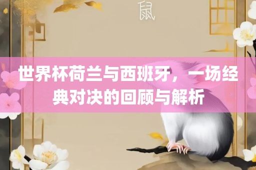 世界杯荷兰与西班牙，一场经典对决的回顾与解析吉安市靖泰电力工程有限公司