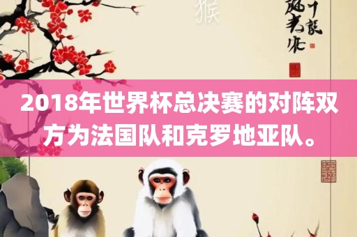 2018年世界杯总决赛的对阵双方为法国队和克罗地亚队。