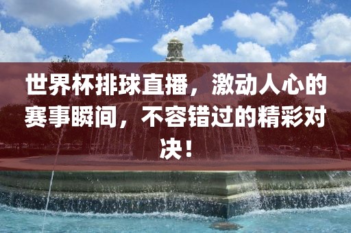 世界杯排球直播，激动人心的赛事瞬间，不容错过的精彩对决！吉安市靖泰电力工程有限公司