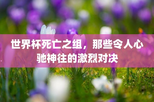 世界杯死亡之组，那些令人心驰神往的激烈对决