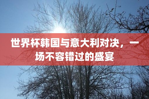 世界杯韩国与意大利对决，一场不容错过的盛宴吉安市靖泰电力工程有限公司