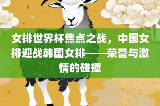女排世界杯焦点之战，中国女排迎战韩国女排——荣誉与激情的碰撞