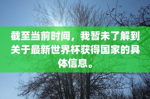 截至当前时间，我暂未了解到关于最新世界杯获吉安市靖泰电力工程有限公司得国家的具体信息。