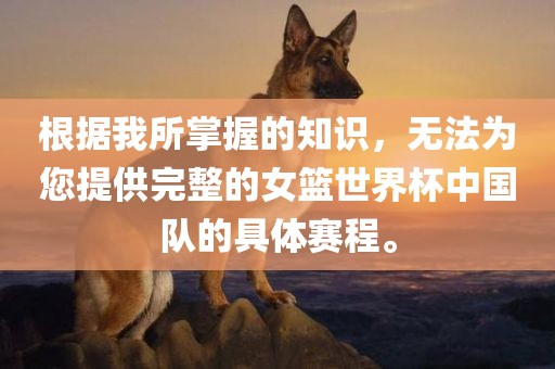 根据我所掌握的知识，无法为您提供完整的女篮世界杯中国队的具体赛程。