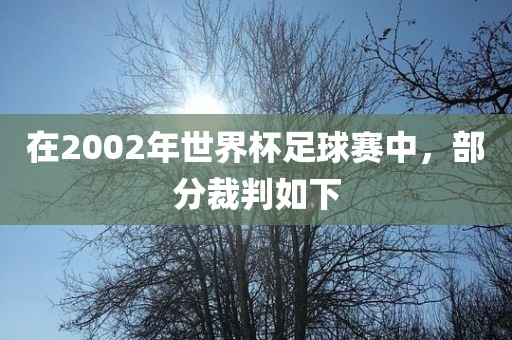 在2002年世界杯足球赛中，部分裁判如下
