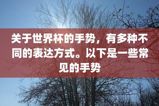 关于世界杯的手势，有多种不同的表达方式。以下是一些常见的手势吉安市靖泰电力工程有限公司