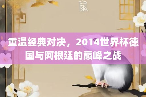 重温经典对决，2014世界杯德国与阿根廷的巅峰之战