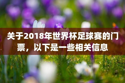 关于2018年世界杯足球赛的门票，以下是一些相关信息