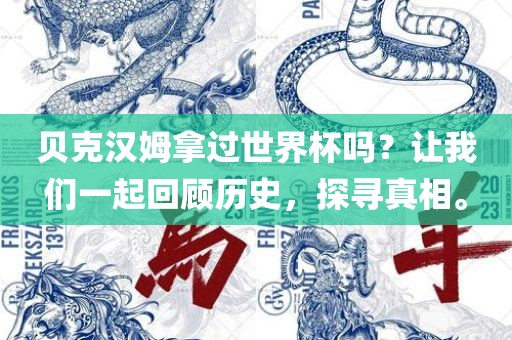 贝克汉姆拿过世界杯吗？让我们一起回顾历史，探寻真相。