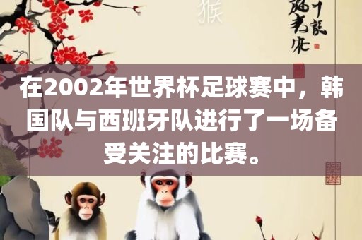 在2002年世界杯足球赛中，韩国队与西班牙队进行了一场备受关注的比赛。
