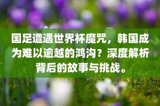 国足遭遇世界杯魔咒，韩国成为难以逾越的鸿沟？深度解析背后的故事与挑战。