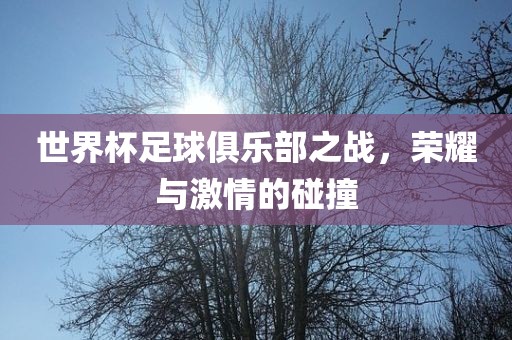 世界杯足球俱乐部之战，荣耀与激情的碰撞
