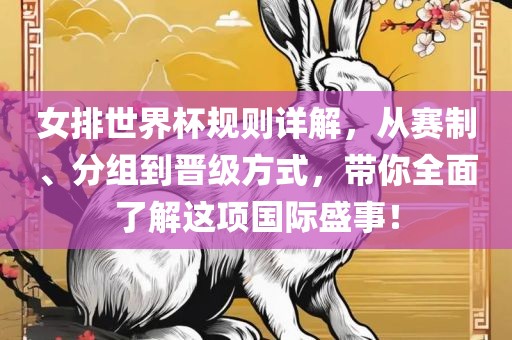 女排世界杯规则详解，从赛制、分组到晋级方式，带你全面了解这项国际盛事！