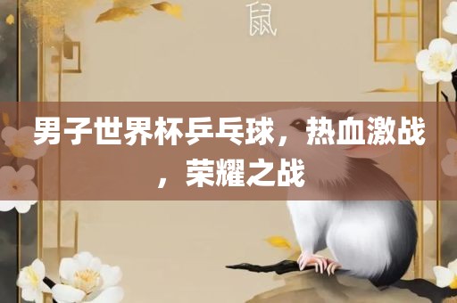 男子世界杯乒乓球，热血激战，荣耀之战