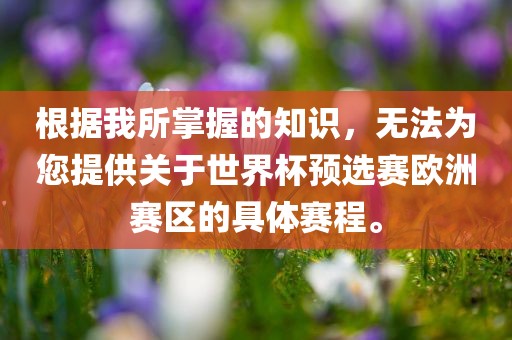根据我所掌握的知识，无法为您提供关于世界杯预选赛欧洲赛区的具体赛程。