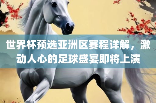 世界杯预选亚洲区赛程详解，激动人心的足球盛宴即将上演