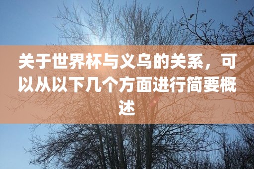 关于世界杯与义乌的关系，可以从以下几个方面进行简要概述