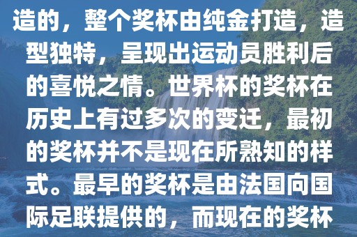 世界杯的杯来源于为了纪念雷米特，同时也是为了鼓励足球运动的发展，国际足联将这一荣誉奖杯命名为雷米特杯。其最初是由法国雕刻家设计并创造的，整个奖杯由纯金打造，造型独特，呈现出运动员胜利后的喜悦之情。世界杯的奖杯在历史上有过多次的变迁，最初的奖杯并不是现在所熟知的样式。最早的奖杯是由法国向国际足联提供的，而现在的奖杯是在多次设计之后最终确定的。因此，世界杯的杯来源于对足球运动的纪念和鼓励，同时也是经过多次设计和改进而成的。