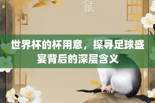 世界杯的杯用意，探寻足球盛宴背后的深层含义