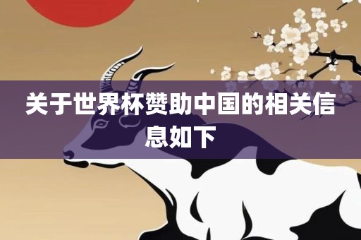关于世界杯赞助中国的相关信息如下