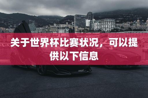 关于世界杯比赛状况，可以提供以下信息
