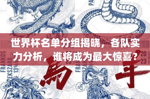 世界杯名单分组揭晓，各队实力分析，谁将成为最大惊喜？